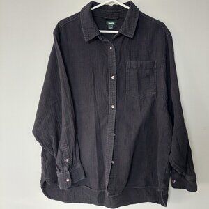 Roots Women's 2XL Isla Cotton Gauze Shirt Black 100% organic cotton